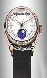 Ucuz Yeni Cellini Moonphase 50535 M50535 BEYAZ DAVRAM AÇIKLI ÇİŞ İZLE Gül Altın Kılıf Kahverengi Deri Kayış Sapphire Saatler Hello9435510