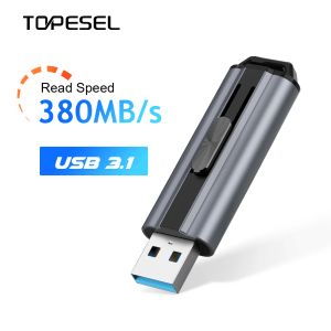 Anahtarlık Topları128GB USB 3.1 Flash Sürücü 380MB/s Highspeed Retractable Standart USB Başparmak Sürücüsü Keychain eklenti atlama sürücüsü