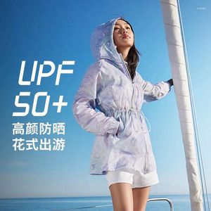 Kadın Ceketleri Güneş Koruma Hoodie Ceket Uzun Kollu Yüzme Plajı Kapak Hafif Zip Yürüyüş Gömlek Cepleri UPF 50 B30525068