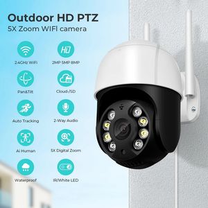 A8 CCTV IP Camera IP Smart WiFi PTZ Camera 5x Zoom digitale AI Rilevamento umano Casa Outdoor Wireless WiFi Surveillance Monitor Monitor