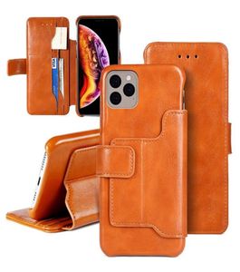 Винтажный масляный восковой стиль Flip Folio Card держатель кожаный кошелек для iPhone 11 Pro Max43446265962162