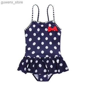 Купальный купальник с одним произведением с симпатичной точкой Bow Blue Ceece Coolimsuit, подходящий для детского купальника для детского душевого костюма 2-10 Y Y240412