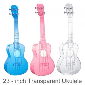 Kablolar 23 inç konser ukulele şeffaf pc malzeme integral unibody hafif şeker renkli müzik uke 4 teller gitar