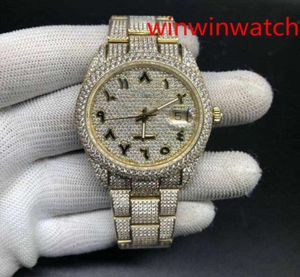 Арабский циферблат часы Diamond Watch Luxury Iced Out Watch ETA Автомат 40 -миллиметровый золотодопробивый 904L нержавеющий набор CZ Diamond2125906