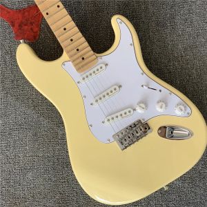Gitar Fabrika Mağazası Vintage Sarı Krem Yngwie Malmsteen taraklı akçaağaç klavyesi ST 6 Strings Electry Guitar Guitarra