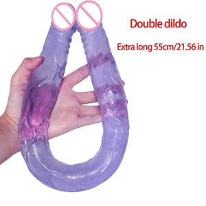 Double Head Dildo Flexible Long Dual Ended Penis Gelee Sexy Spielzeug für Lesbenmasturbator Anal Dildos