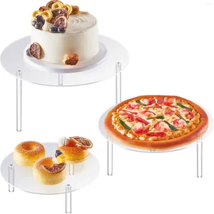 Dekoratif Plakalar 3 PCS Akrilik Kek Standları Tatlı Pizza Koleksiyon Bebek Ekran Rafı