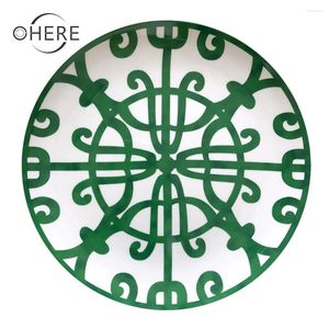 Пластины 2024 Оптовая вилла бунгалово окрашенная вручную фарфоровую посуду зеленый железный арт Керамический домашний винтажный тесто на сушено