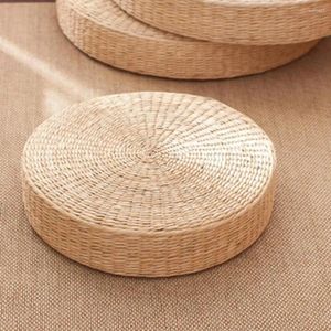Подушка легкая круглая форма соломенная плетение ручной работы
