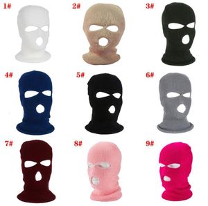 Beanie Balaclava Kış Tam Yüz Şapka Sıcak Kayak Maskesi 3 Delik Örgü Açık Beyaz Black8870484