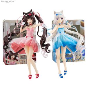 Eylem oyuncak figürleri 18cm anime nekopara figür çikolataları vanilya sevimli kokteyl elbise modeli pvc statik çocuk oyuncakları koleksiyon hediye bebek kutulu y240415