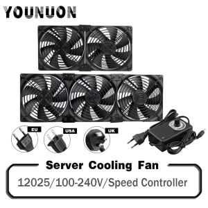 Soğutma Younuon 120mm 3000rpm Fan Kontrolörle Soğutma 12cm 12V 220V BTC Makine Şasi İş İstasyonu Kabini Radyatör Sunucu Fan Fan