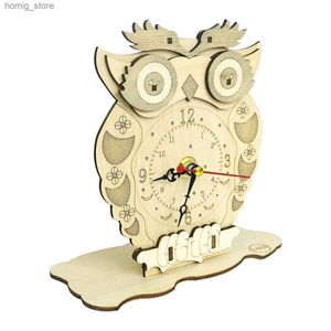 3D Bulmacalar 3D Ahşap Hayvan Şekli Saat Bulmacaları Keen Montaj Yapı Taşları DIY Construction Eleetric Owl Kuşları Modeli Jigsaw Hediyesi İzle Y240415