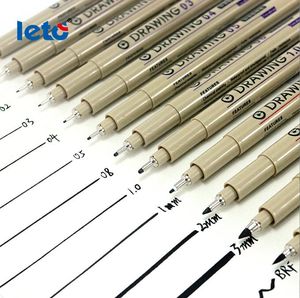 Yüksek kaliteli boyama kalemi profesyonel 12 parça/set pigment astar sanat işaretleri iğne kalemleri çizim çizgi film grafiti eskiz işaretleri kalemleri