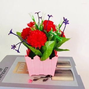 Flores decorativas Fosses Flores em vasos de plantas Fabricantes de simulação por atacado 4 Hidrangea Fence