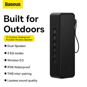 Shavers Baseus V1 Bluetooth Hoparlörler Audifonos Müzik Kutusu Subwoofer Duş Taşınabilir Su Geçirmez Konferans Ev Dekor Radyoları