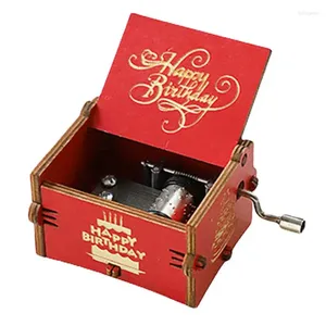 Декоративные фигурки деревянная музыкальная коробка красная гравированная винтажная ручная ручная ручная кара