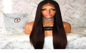 100 бразильских вирджина Remy Human Hair 1026 -дюймовые шелковистые шелковистые прямые африканские американские полные кружевные парики Front2899163