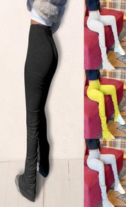 Kadın Yoga Pantolon Yüksek Bel Elastik Pantolon Yaz Yığıyla Tozluk Çan Pantolon Alt Pantolon Bölünmüş Hem Parlamalı Dantel Running7318508