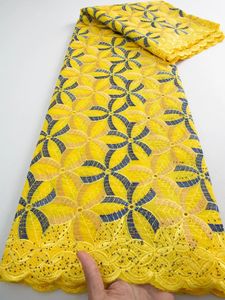 Kalume afrikanische Schweizer Voile -Spitze mit Steinen hochwertige nigerianische französische Baumwollspitze für Frauen Party Kleid F3774 240326