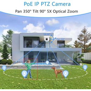 Yüksek tanımlı 4K 8MP Mini PTZ Dome POE IP Kamera Pan/Yatım, 5x Optik Zoom, Tam Renkli Gece Görüşü, H.265 Sıkıştırma, Dahili Mikrofon