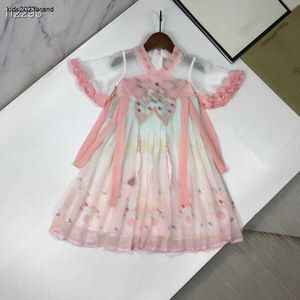 Yeni Kız Partisi Dress Hanfu Tasarım Bebek etek boyutu 110-160 cm Çocuk Tasarımcı Giysileri Buz İpek Pamuk Kumaş Prenses Elbise 24 Nakara