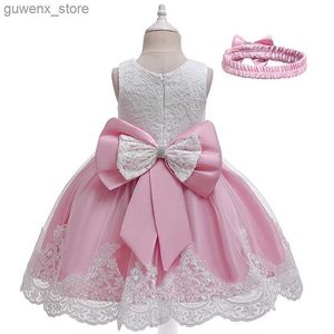 Kız elbiseler çocuk çiçek tutu elbise 1-10 yıl kız düğün partisi prenses elbise çocuk dantel elbise giyim yelek y240415y240417s49z