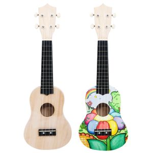 Gitar Not Ahşap 23 inç ukulele 4 Dizeler Başlangıç ​​Kızlar Ukulele DIY kiti gitar Küçük gitar enstrümanı Musique Kids Hx50ll