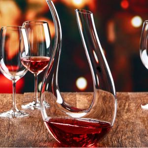 El yapımı kristal kırmızı şarap viski dekantter dökücü cam brendi dekant seti sürahi bar şampanya su şişesi içme gözlükleri 240415