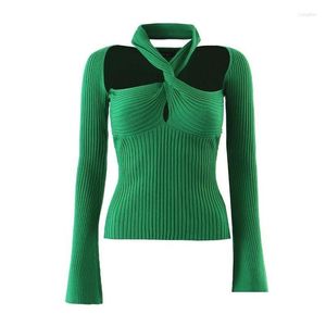 Camiseta feminina camisetas t macote malha as mulheres únicas Criss-Cross Cross Square Collar Slim Fit Knit