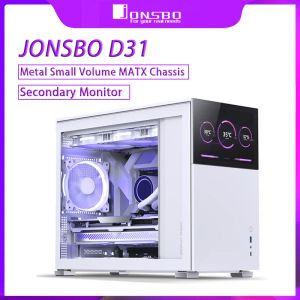 Kuleler Jonsbo D31 Matx Kılıf Tam Yan Şeffaf ITX DTX 3 Sabit Disk Konumu Hotswappable Bilgisayar Kılıfı LCD İkincil Ekran