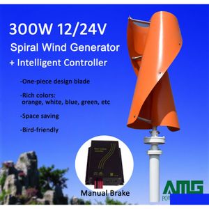 Ветровые генераторы 300 Вт 12 В/24 В вертикальная ось спираль Home Использование турбинного генератора Vawt TRA LOW START UPADD Интеллектуальный контроллер Drop Deli DHR6A