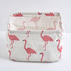 Flamingo Pamuk Keten Masaüstü Depolama Sepeti Kozmetik Kumaş Depolama Kutusu Yeni Yaratıcı Sonlandırma Sepeti Su Geçirmez Enkaz Sepeti 391