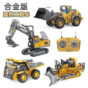 Giocattoli per bambini Remote Control Excavator Engineering Auto Auto Scavi Dumping Truck Bulldozer J240415