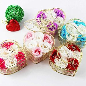 El yapımı sabun 6pc/set çiçek el yapımı sabun kalp şekilli kutu anneler günü hediye sabun çiçek gülleri zarif dekorasyon sevgililer günü hediyelik eşya 240416