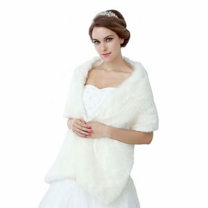 Sıcak Satış Sıcak Fildişi Bolero Kadın Ceketler Yumuşak Sahte Kürk 160 Cm Bir Beden Düğün Aktarları Gelin Sargılar Şalları L99p#