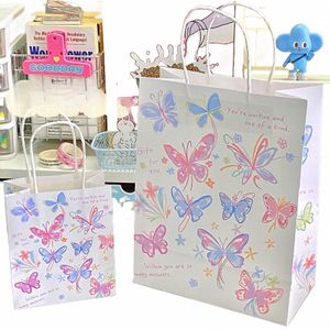 Сумки для конфеты Kraft бумажные пакеты Рождественский день рождения бабочка подарочные пакеты Butterfly Create Bridal Shop Bag Naweida O1XW#