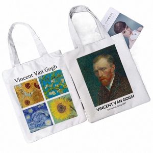 Lady Bag Shopper Van Gogh Art Oil Paint Printed Kawaii Bag Harajuku Women Shop Bag Canvas Shopper Girl Mudbag Сумки 05xs#