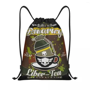 Alışveriş Çantaları Liber Çay Helldivers Drawstring Sırt Çantası Spor Sporları Sackpack Video Oyun Dizesi Yoga için