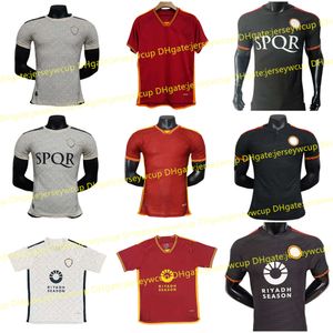 2024 25 Romas Dördüncü 4. Futbol Jersey Kiti 23 24 Evde Üçüncü 3. Kırmızı Futbol Gömlek Kalsiyo Maglietta Tren Oyuncu Versiyonu Pellegrini Maillot de Foot İtalya