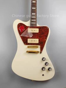 Kablolar Firebird Electry Guitar Creamy Beyaz Altın Aksesuarlar P90 Pikaplar Maun Vücut Spot Satış Ücretsiz Nakliye Hızlı Gönderi
