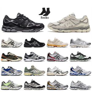 Asics Gel NYC Running Shoes Kayano 14 Women Mens JJJ Jound Silver Black White Trainers Cream Oyster Grey 1130【code ：L】Cloud Runners Mesh Sneakers