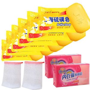 Мыло ручной мыло Flower 6 Pack Shanghai Sulfur Soap Bundle с 2 пакетом вентиляционного белья для белья для мыла для семьи 240416