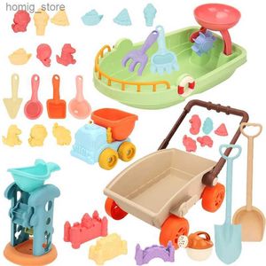 Песчаная игра с водой Fun Childrens Stroller Beach Game Beach Toy Toy Soundbox Shovel Animal Beach Accessories Toy Summer Outdoor Beach Game Beach Game Y240416