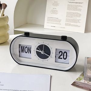 Yaratıcı Yatak Odaları Çalar Saat Eğlenceli Flip Mekanik Masaüstü Dijital Takvim Saatleri Retro Masa Ev Dekoru 240410