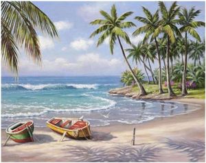 DIY Boyama Sayılar Kitleri Boya Yetişkin El Boyalı Yağlı Boya Beach Hindistan cevizi Ağacı 16 x20 304G6238346