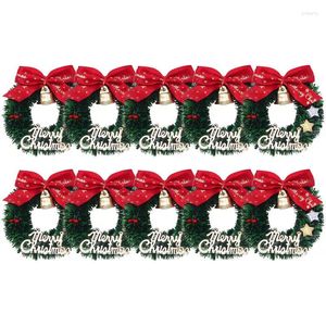 Dekoratif Çiçekler 10 PCS Xmas Diy Yay Çelenk Noel Ağacı Kolyeler Asılı Duvar Kapı Çelenk Küçük 6.5x6.5cm Ev Tinsel