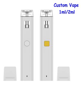 USA WHAREOHOUSE 1ML/2ML Boş Seramik Tek Kullanımlık Vape Kalem Özel Tek Kullanımlık E-CIG 1ML 2ML POD Pil Şarj Edilebilir Başlangıç ​​Kitleri Boş Kalın Yağ Ekipmanı CA NL