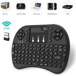 Klavyeler Rii I8+ Mini Kablosuz Klavye 2.4GHz Kablosuz Klavye, Android TV Kutusu, PC, Dizüstü Bilgisayar, Akıllı TV, HTPC için Dokunmatik Yüzeyli Kablosuz Klavye