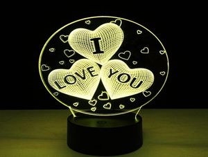 Ночные светильники 3D Оптическая лампа любит сердце, я люблю тебя Night Light DC 5V USB Powered 5th Battery Whate Drop5493321
